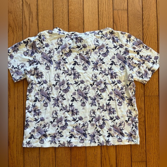 Adidas purple floral cotton cropped tee size medium - Picture 2 of 6